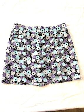 NWOT Peter Millar Black Turquoise Floral Golf Skort Wicking SZ 12